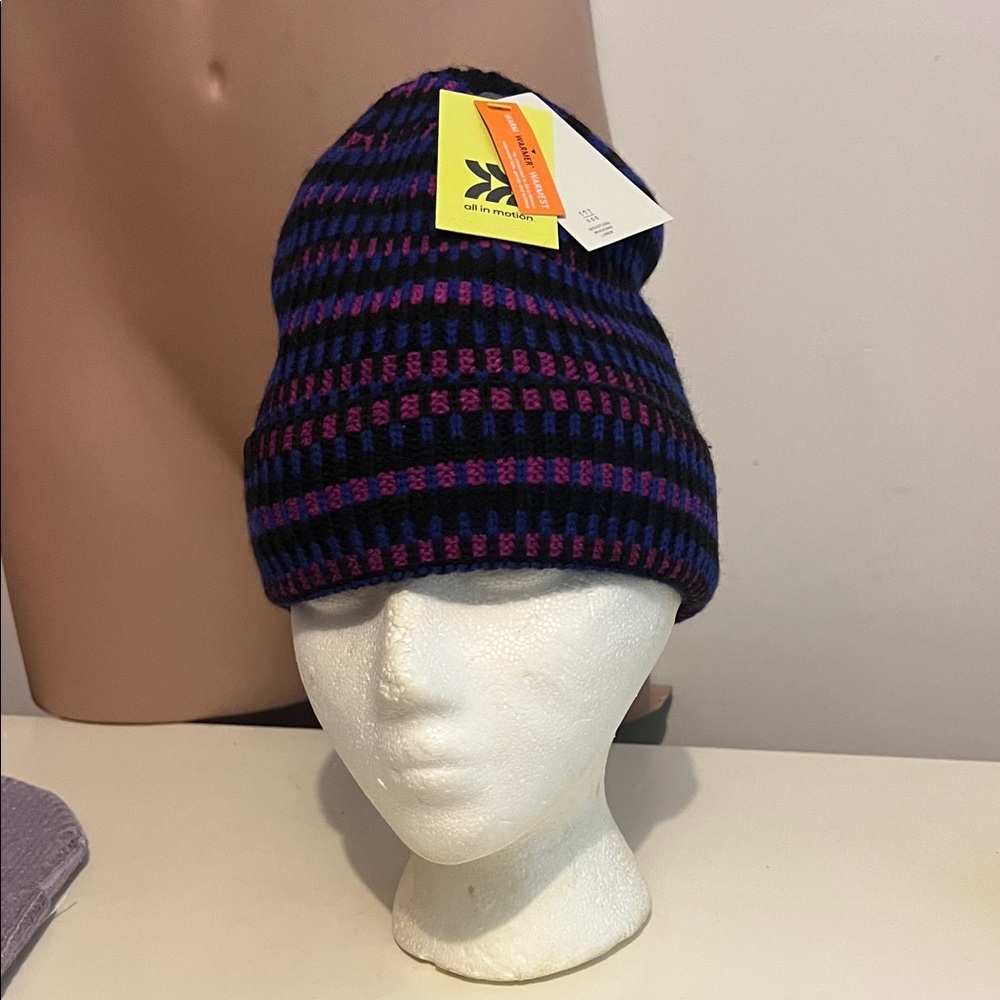 All in Motion Purple and Black Beanie